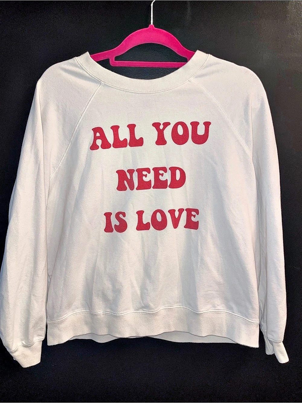 Wildfox All You Need Is Love Sweatshirt Graphic White Medium